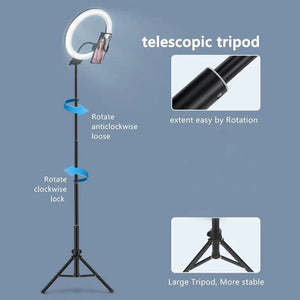 10 inch LED ring light with adjustable tripod and phone holder
