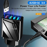 4 Port USB Wall Charger with 30W Fast Charging Technology
