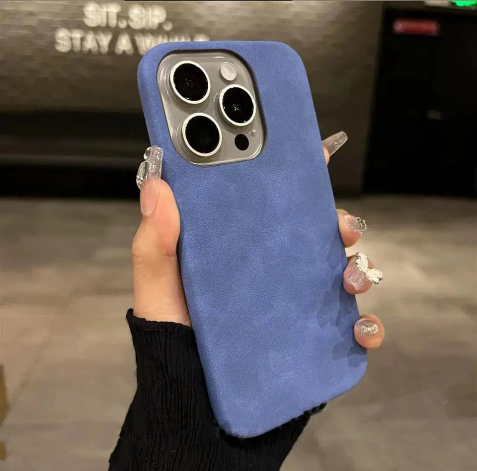 Royal blue slim shockproof iPhone case with suede finish