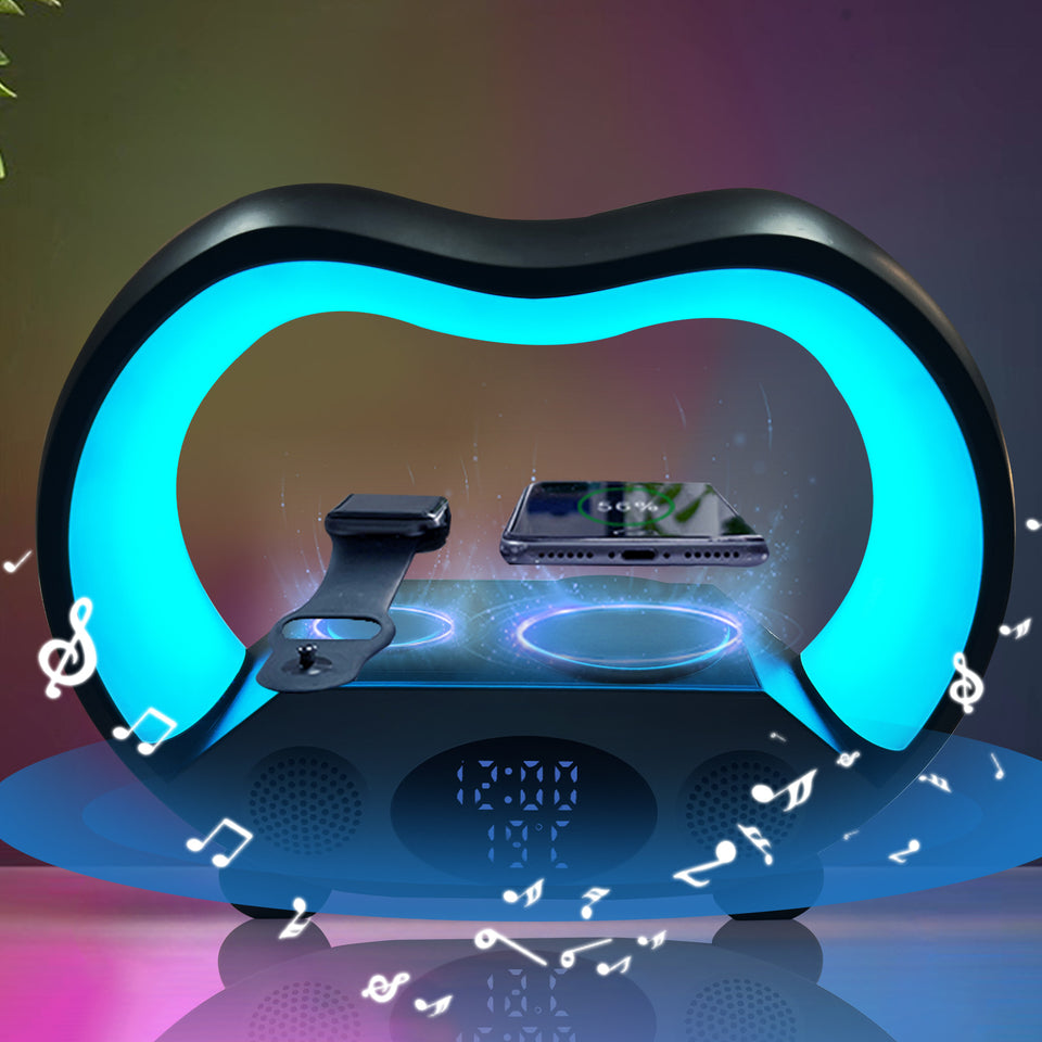 RGB night light with wireless phone charging station