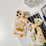 Floral iPhone case with autumn leaves and silk scarf accessory
