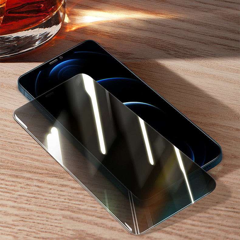 Privacy screen protector tempered glass installed on iPhone