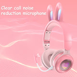 Kids wearing light-up rabbit ear headphones