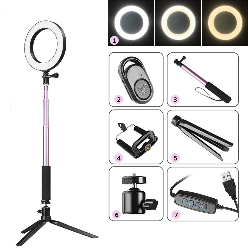 10 inch LED ring light with tripod and phone holder setup
