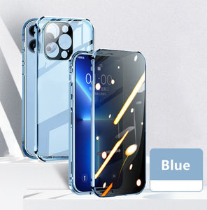 Magnetic privacy iPhone case front view anti-spy glass