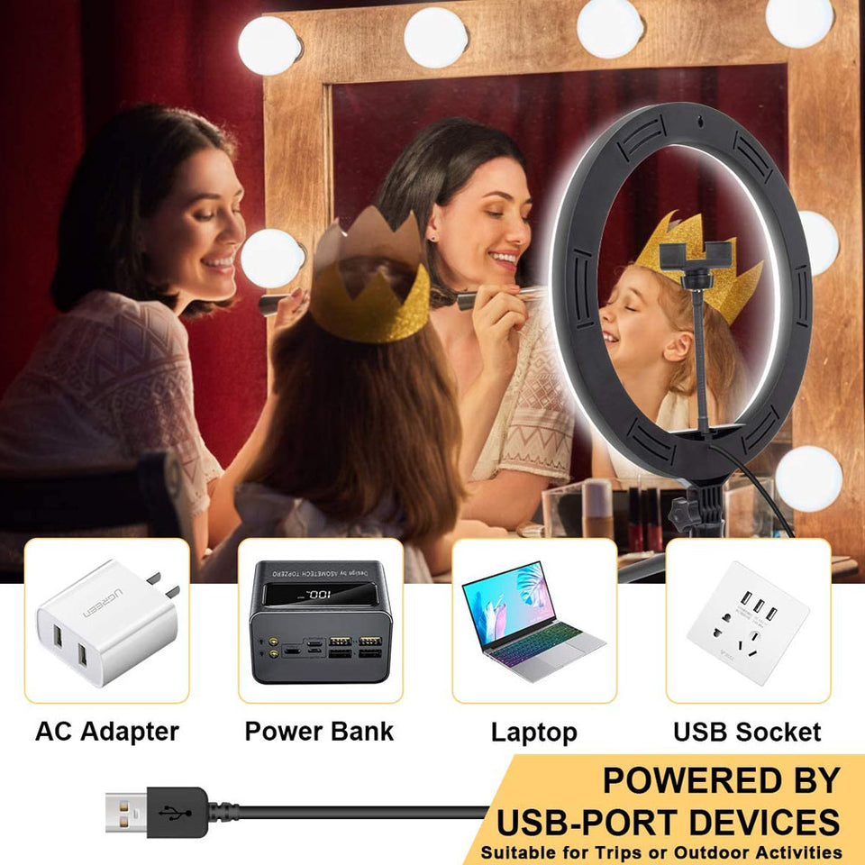 Makeup and beauty LED ring light with adjustable brightness