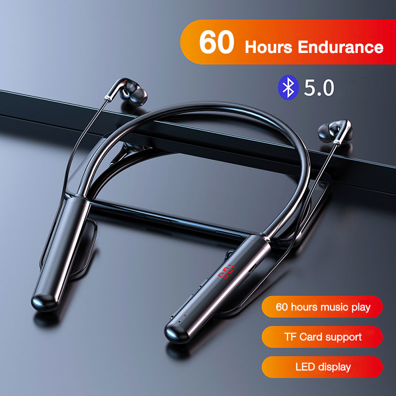 Sports neckband Bluetooth headphones front view