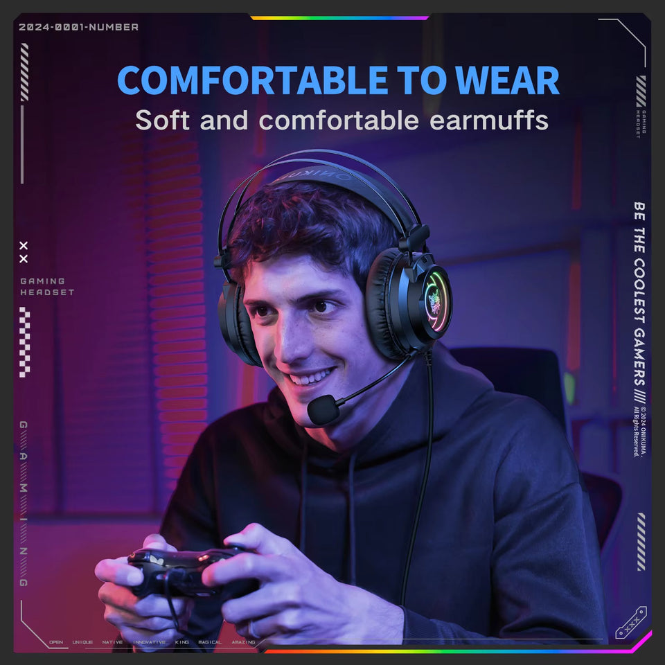 PC gaming headphones with built-in microphone and USB support