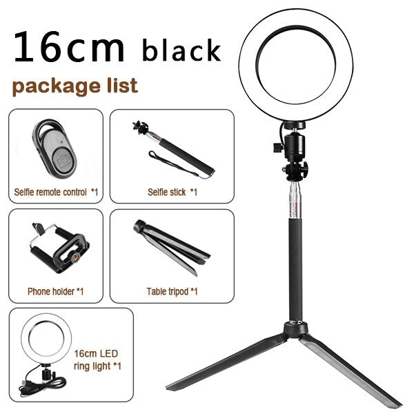 Adjustable TikTok video lighting setup with tripod stand