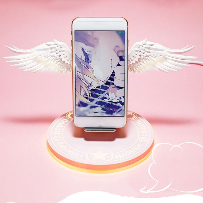 Modern angel wings fast wireless charger with halo lighting