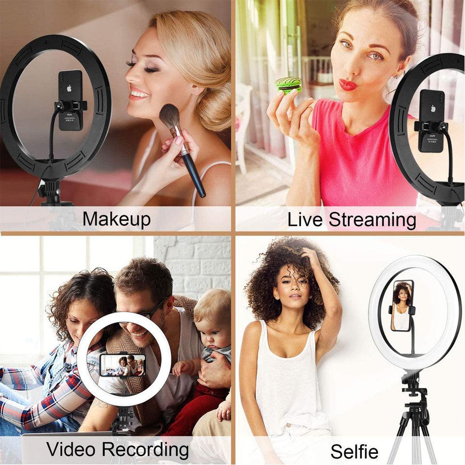 Ring light demonstrating warm and cool lighting modes for videos

