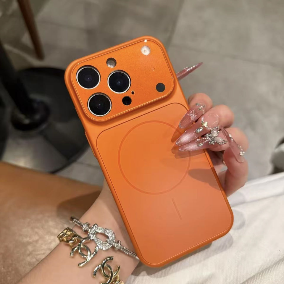 Vibrant orange magnetic armor phone cover with drop protection